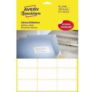 Avery Zweckform Adressetiketten 67x38mm, weiß, 420 Stück, selbstklebend, für Schreibmaschine,