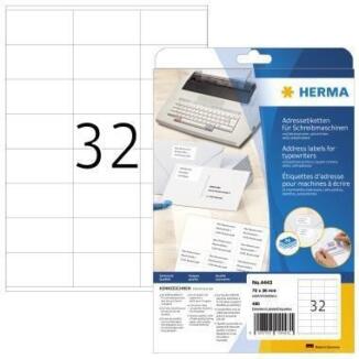 HERMA Adressetiketten 70x36mm, 480 St., selbstklebend, spitze Ecken, für handschriftliche