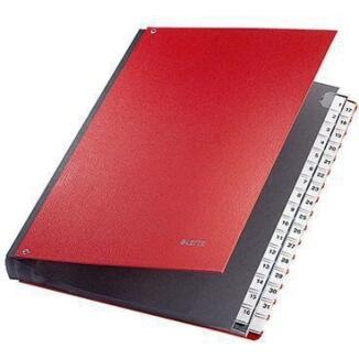 Leitz Pultordner DIN A4 1-31, 32 Fächer, Graupappe, rot/schwarz, blau/schwarz, schwarz
