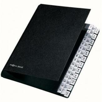 PAGNA Pultordner Classic A4, 44 Fächer, Hartpappe, schwarz, 1-31 oder 1-12, Blauer Engel