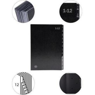 Soennecken Pultordner oeco 12 Fächer, schwarz, DIN A4, Recyclingkarton, Blauer Engel