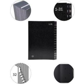 Soennecken Pultordner oeco 32tlg schwarz, 31 Fächer, 3 Sichtlöcher, Recyclingkarton, Blauer Engel