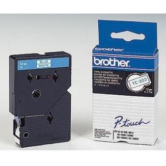 Brother Schriftbandkassette TC203, 12mm, laminiert, blau auf weiß, wetterfest, P-touch Zubehör