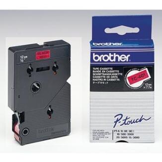 Brother Schriftbandkassette TC401, 12mm, laminiert, schwarz auf rot, wetterfest, P-touch