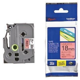 Brother TZE441 Schriftbandkassette 18mmx8m laminiert, schwarz auf rot, wisch- und wetterfest