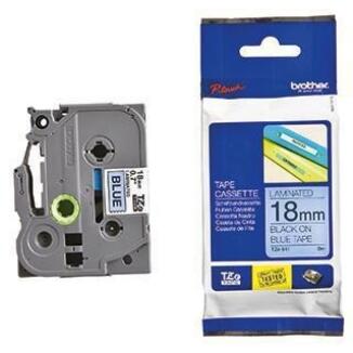 Brother TZE541 Schriftbandkassette 18mmx8m laminiert, schwarz auf blau, wisch- und wetterfest