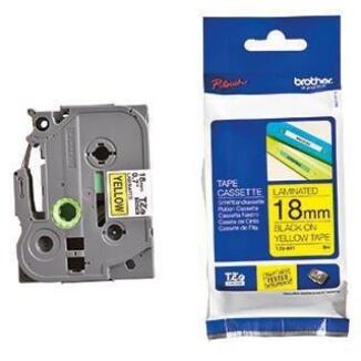 Brother TZE641 Schriftbandkassette 18mmx8m laminiert, schwarz auf gelb, wisch- und wetterfest