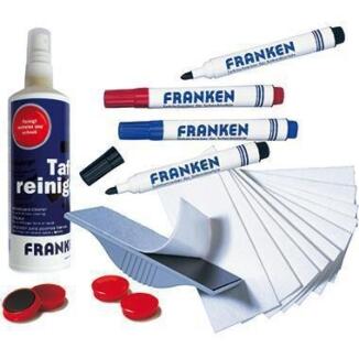 FRANKEN Starterset Junior Line, Magnettafel mit Reinigungsspray, Wischer, Tafelschreibern, Magneten