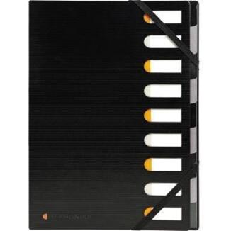 Exacompta Ordnungsmappe Exactive 9 Fächer schwarz, für DIN A4, Gummizugverschluss, ideal für