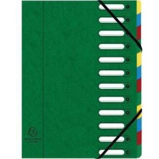 Exacompta Ordnungsmappe Harmonika DIN A4 12 Fächer, grün, rot oder blau, hohe Kapazität, FSC®