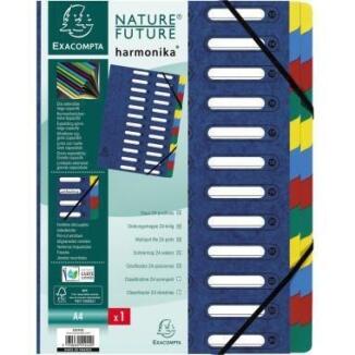 Exacompta Ordnungsmappe Harmonika DIN A4 24 Fächer, blau, rot oder grün, hohe Kapazität, FSC®