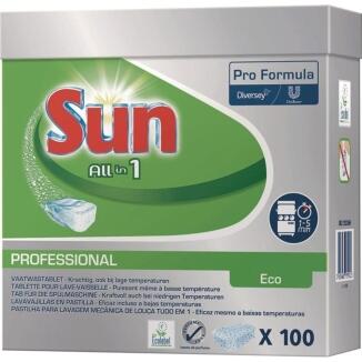 SUN Geschirrreiniger-Tabs Prof.All in 1 Eco, 100 Tabs, umweltfreundlich, stark, phosphatfrei