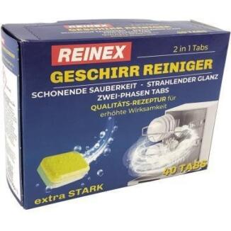 REINEX Spülmaschinentabs 2-Phasen, 40 St., für alle Haushaltsmaschinen, schnelle Auflösung