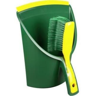 BÜMAG Krallenkehrgarnitur JUMBO, große Kehrschaufel mit Krallenhandfeger, grün/gelb