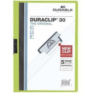 DURABLE Klemmmappe DURACLIP 30 A4 Hartfolie, 30 Blätter, Farben: grün, grau, weiß, gelb, orange,