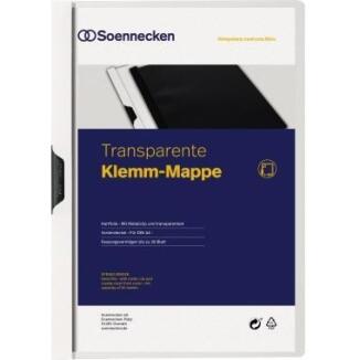 Soennecken Klemmmappe DIN A4 bis 30Blatt, PVC in verschiedenen Farben, mit Metallclip, transparent