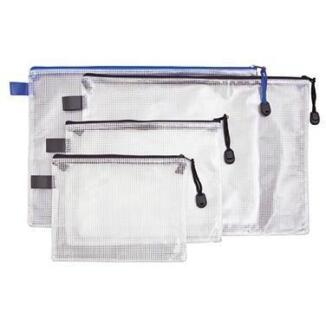 Reißverschlussbeutel DIN A6, PVC schwarz, nylonverstärkt, farbiger Reißverschluss, NEUTRALWARE