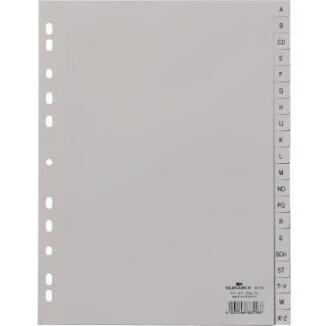 DURABLE A-Z Register DIN A4, 20 Blätter, volldeckend, PP grau, Universallochung, hohe Qualität