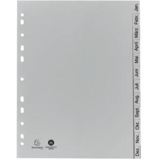 Exacompta Monatsregister Forever 12tlg, DIN A4, grau, Polypropylen, Jan-Dez, Blauer Engel