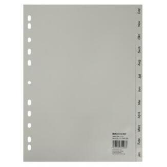 Soennecken Monatsregister DIN A4 Dez.-Jan. oder Jan.-Dez., 12 Registerblätter, grau, PP