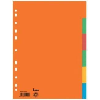 Bene Ordnerregister DIN A4 blanko 6 oder 10-teilig, 100 % Recyclingkarton, mehrfarbig