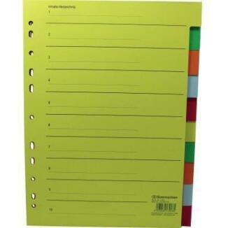 Soennecken Ordnerregister DIN A4 blanko, Recyclingkarton, 6-12 Registerblätter, mehrfarbig