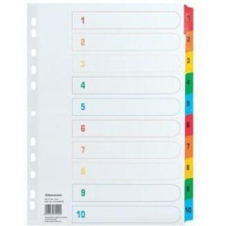 Soennecken Zahlenregister DIN A4 1-10, volle Höhe, mehrfarbig, Karton, 170g/m²