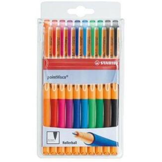 STABILO pointVisco 0,5mm Tintenroller, 10 St./Pack, rutschfeste Griffzone, schnelltrocknend