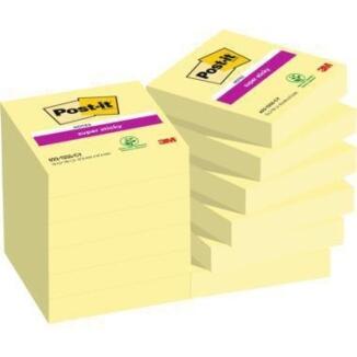 Post-it Super Sticky Haftnotizen 47,6x47,6mm oder 76x127mm, 90 Bl./Block, 12 Stk, gelb