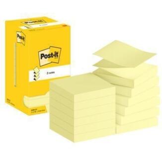Post-it Haftnotizen Z-Notes, 76x76mm, 76x102mm, 76x127mm, 100 Bl./Block, 12 Stk, gelb