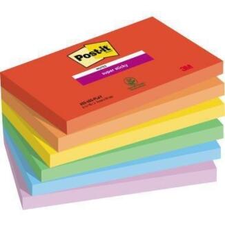 Post-it Super Sticky Haftnotizen Playful Collection, 6 Farben, 90 Bl./Block, 127x76mm