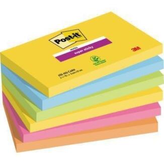Post-it Super Sticky Notes Carnival Collection, 6 Farben, 127x76mm, mehrfach verwendbar,