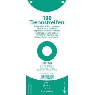 Exacompta Trennstreifen 105x240mm 2fach gel. weiß oder hellblau, 100 Stück, Karton, PEFC