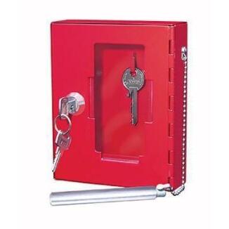 WEDO Notschlüsselkasten rot, mit Schlüsselhaken, Klöppel, 2 Schlüsseln, pulverbeschichtet