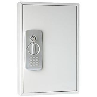 WEDO Schlüsselschrank 32 Schlüssel lichtgrau, elektronisches Drehzahlenschloss, Zylinderschloss