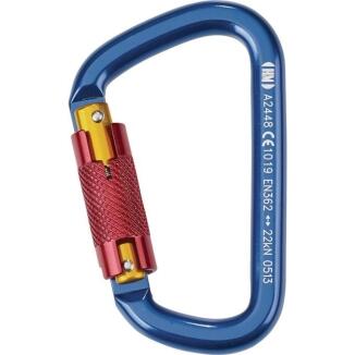 Bergsteigerhaken BS15, Alu, EN 362 KL.B, 22kN, blau eloxiert, Twistlock Autolock, Typ HMS