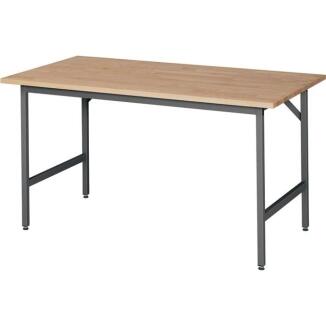 Arbeitstisch Jerry, Buche-Massivplatte 25mm, anthrazitgrau, Höhenverstellbar, 300 kg Tragfähigkeit