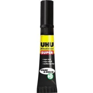 UHU Alleskleber SUPER Strong & Safe 7g, super stark, schnell, nachkorrigierbar, transparent,