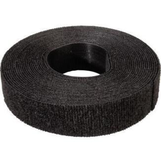 Klettband 5m unperf. schwarz, wiederlösbare Kabelbinder für Kabelführung, ideal für Kat. 5/6, LWL