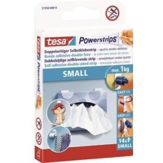 tesa Powerstrips Small 14 St., 33x14,5mm, beidseitig klebend, wieder ablösbar, weiß