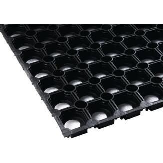 Gummiringmatte schwarz 0,8x1,2m oder 1x1,5m, 22mm dick, genoppte Unterseite, witterungsbeständig