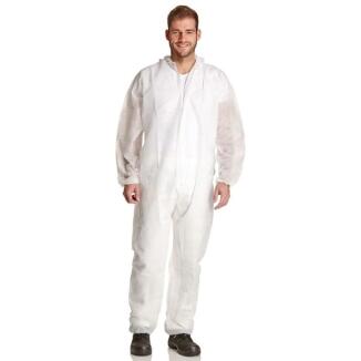Einwegoverall weiß Gr.XL, XXL, XXXL, mit Kapuze, Gummizügen, atmungsaktiv, CE Kat. I, DS SafetyWear