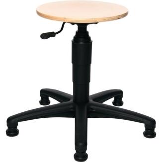 Drehhocker Buche natur, Sitzhöhe 390-520mm, Ø 350mm, TOPSTAR, stabil, mit Bodengleitern