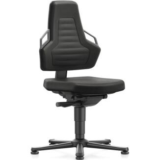 Arbeitsdrehstuhl Nexxit, Bodengleiter, grau, Kunstleder, Integralschaum oder Supertec-Gewebe,
