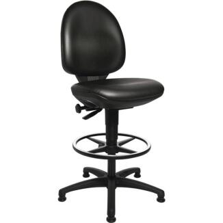 Ergonomischer Arbeitsdrehstuhl Tec 50, Kunstleder schwarz, höhenverstellbar, mit Fußring