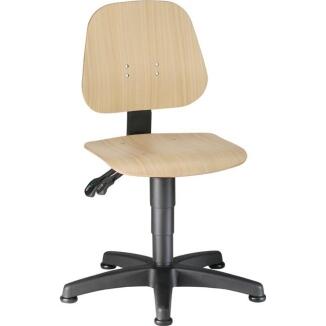 BIMOS Arbeitsdrehstuhl Unitec, ergonomisch, höhenverstellbar 440-620mm, Bodengleiter, Buche