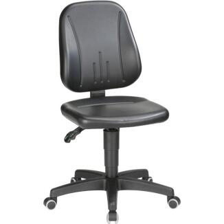 Arbeitsdrehstuhl Unitec, Kunstleder schwarz, höhenverstellbar 440-620mm, ergonomisch, BIMOS