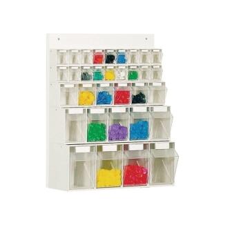 LOCKWEILER Klarsichtmagazin 684x600x185mm, 18xA, 6xB, 5xC, 4xD, mit Holzrückwand, weiß