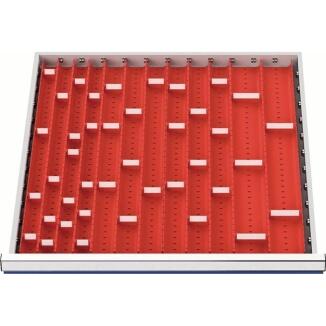Muldeneinsatzset 56-teilig für Schubladen B 600mm, Fronthöhe 50-75mm, 16 Einsätze, 40 Trennwände