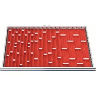 Muldeneinsatzset 24 Einsätze, 47 Trennwände, Fronthöhe 50-75mm, für Schrank B 900mm